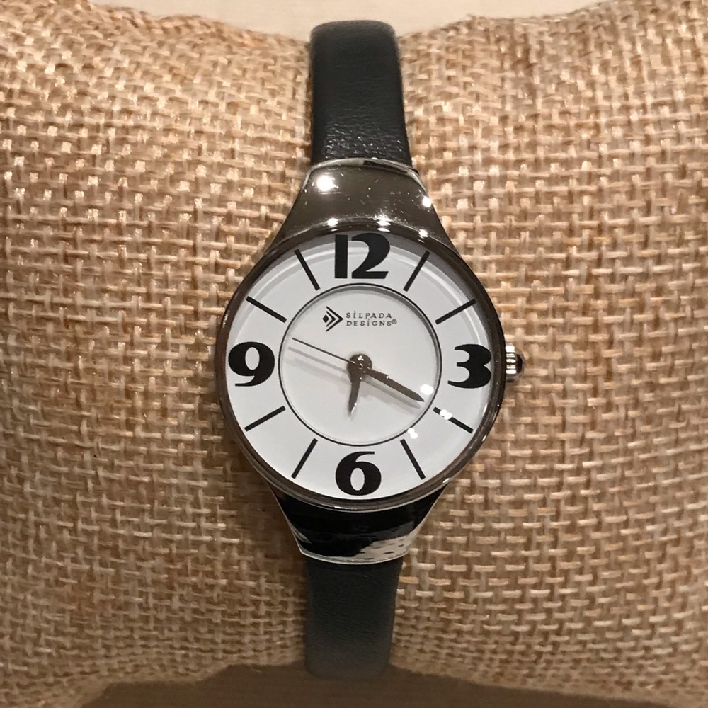 ❤️ Silpada Charcoal Gray Leather Watch